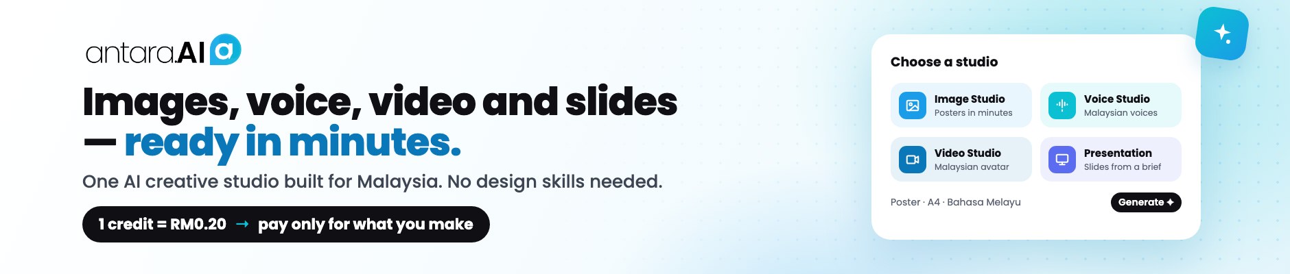 antara.AI — Images, voice, video and slides, ready in minutes