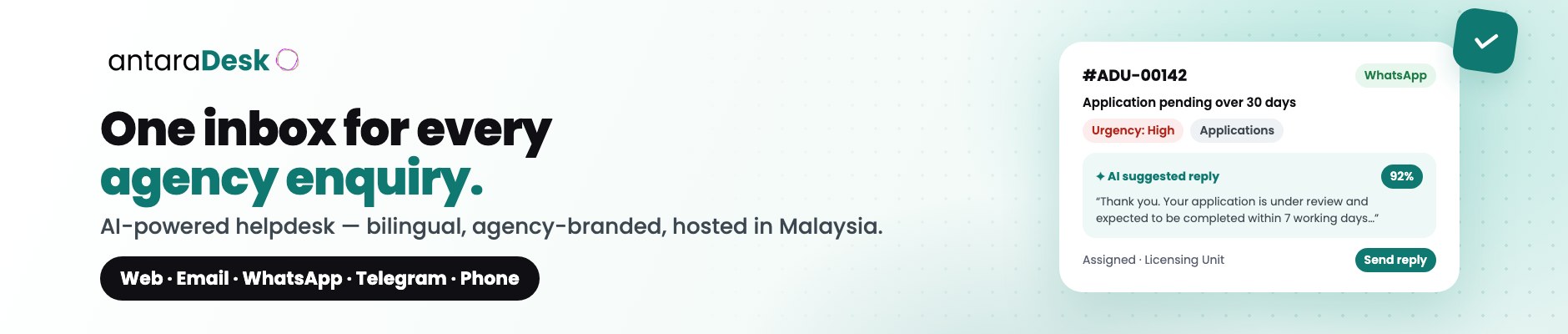 antaraDesk — One inbox for every agency enquiry